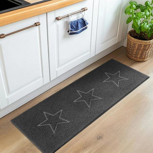 Nicoman Embossed Triple Star Home Entrance Runner Mat - Multiple Colours