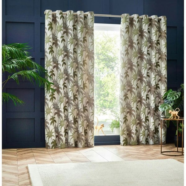 Wylder Galapagos Jacquard Eyelet Curtains - Green