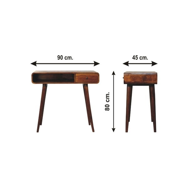 Artisan Furniture Solid Wood Curved Chestnut Writing Desk