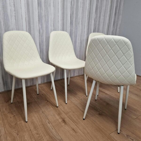 Kosy Koala Modern Oak Effect Dining Table Set With 4 Cream Plastic Chairs And Bench Dining Room Furniture