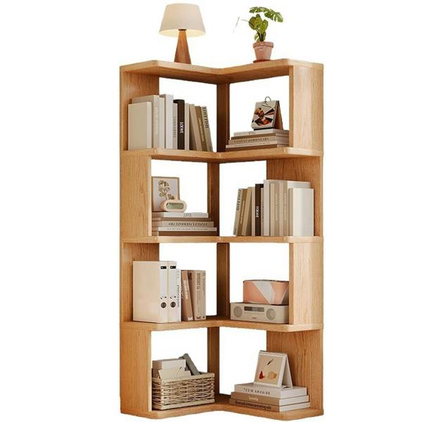 Havendro 4 Tier Wooden Corner Shelf Standing Bookcase Display Storage Unit