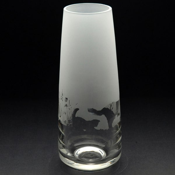 Glyptic Glass Art Cats Glass Bud Vase - Hand Etched/Engraved Gift