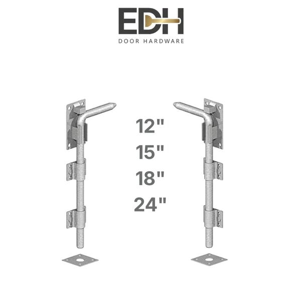 EDH Door Hardware Galvanised Heavy Duty Drop Bolt for Gates, Garage & Shed Doors – 12", 15", 18" & 24"