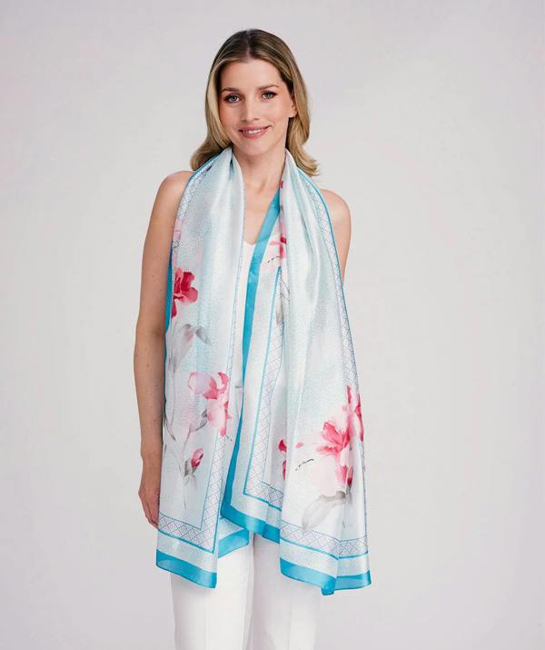 Pia Rossini Libbie - Floral Satin Silk Scarf