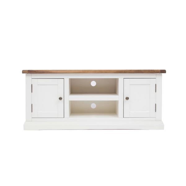 Cosenza Off White 2 Door TV Cabinet Brass Knob