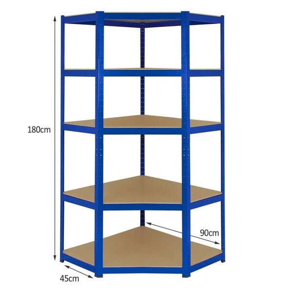 Monster Racking T-Rax Corner Storage Shelf Unit - Blue (90cm Wide)