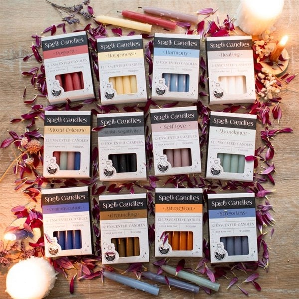 Serano Pack of 12 Mixed Colour Spell Candles