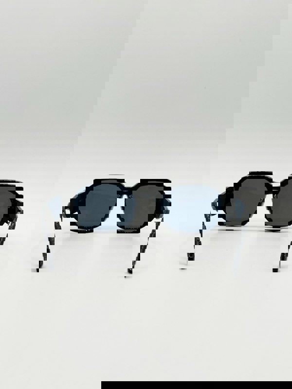 SVNX Oval Sunglasses with Wide Arm in Black