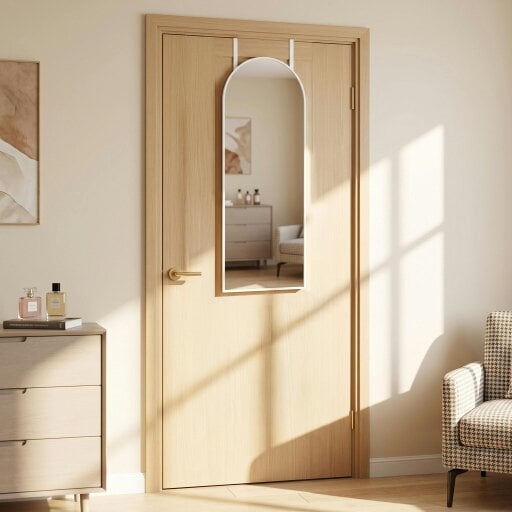 Downton Interiors White Arched Over Door Metal Mirror 120cm
