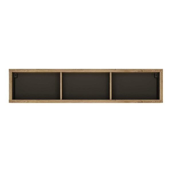 Wyld Haus Athens Natural Oak Wood Effect  Wide Wall Shelf 3 Compartments
