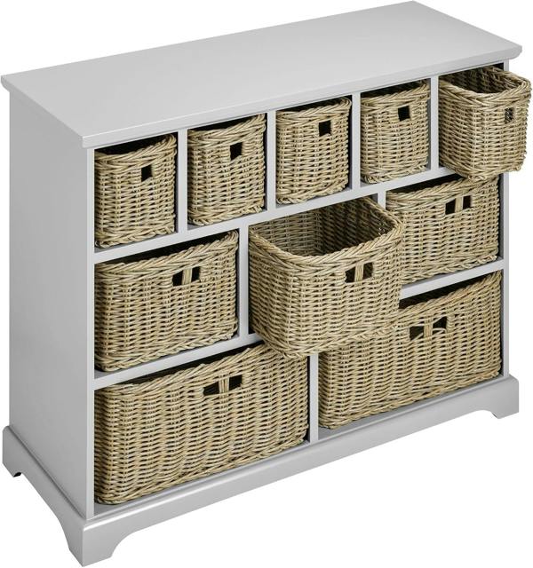 Statement Furniture Tetbury 10 Drawer Storage Unit with Strong Wicker Baskets