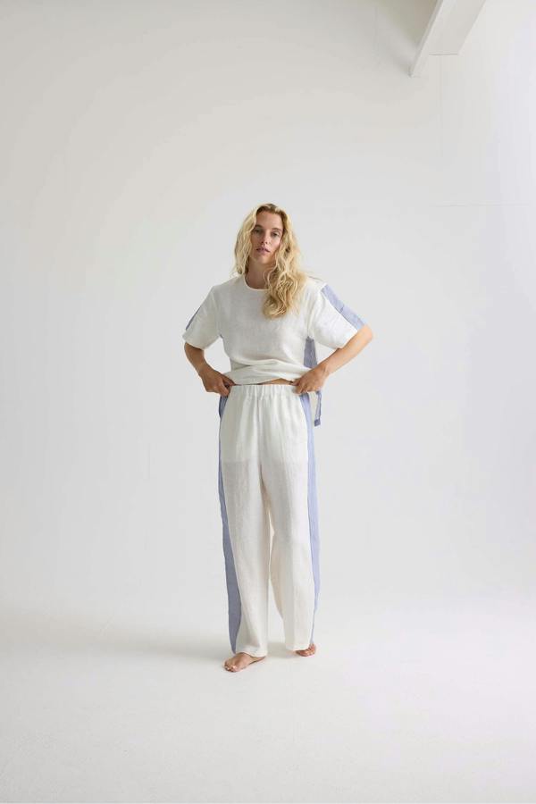 Pretty You London Relaxed Striped Linen Resort Set In Coconut Milk