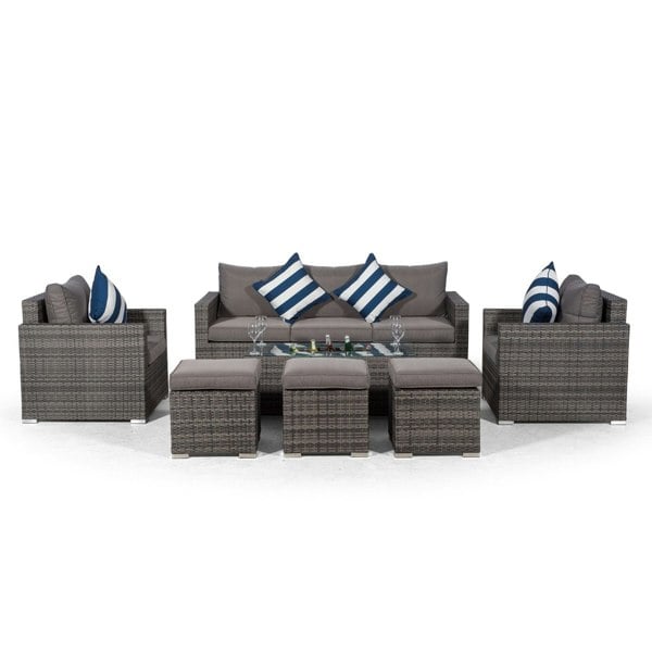 Giardino Sydney 8 Seater Drinks Cooler Conversation Dining Set With Coffee Table & 3 Stools