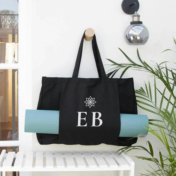 Monogrammed Organic Yoga Tote Bag - lifestyle shot