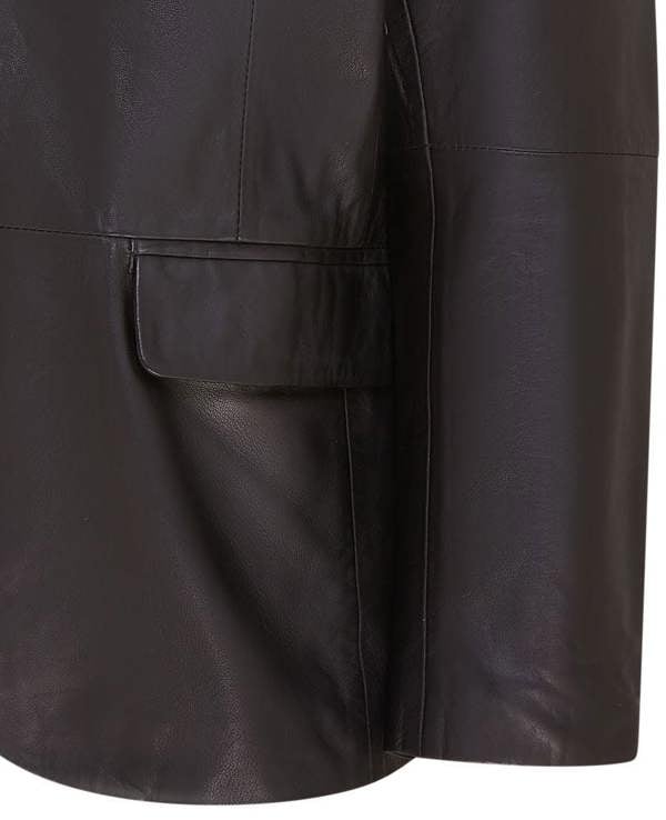 Infinity Leather Men’s 2 Button Black Leather Blazer Jacket - Bergen