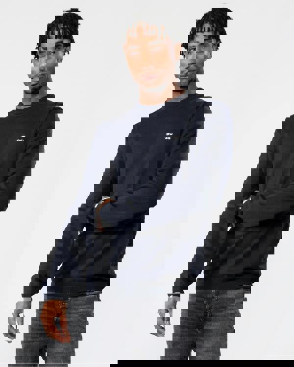 BOSS Green Ever-X Crew Neck Mens Jumper - Dark Blue 402 - CHO - Designer Mens Jumpers