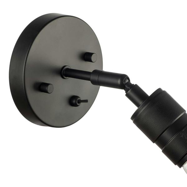 Matte Black Switched Wall Light with Adjustable Knurled Metal Head Image 3