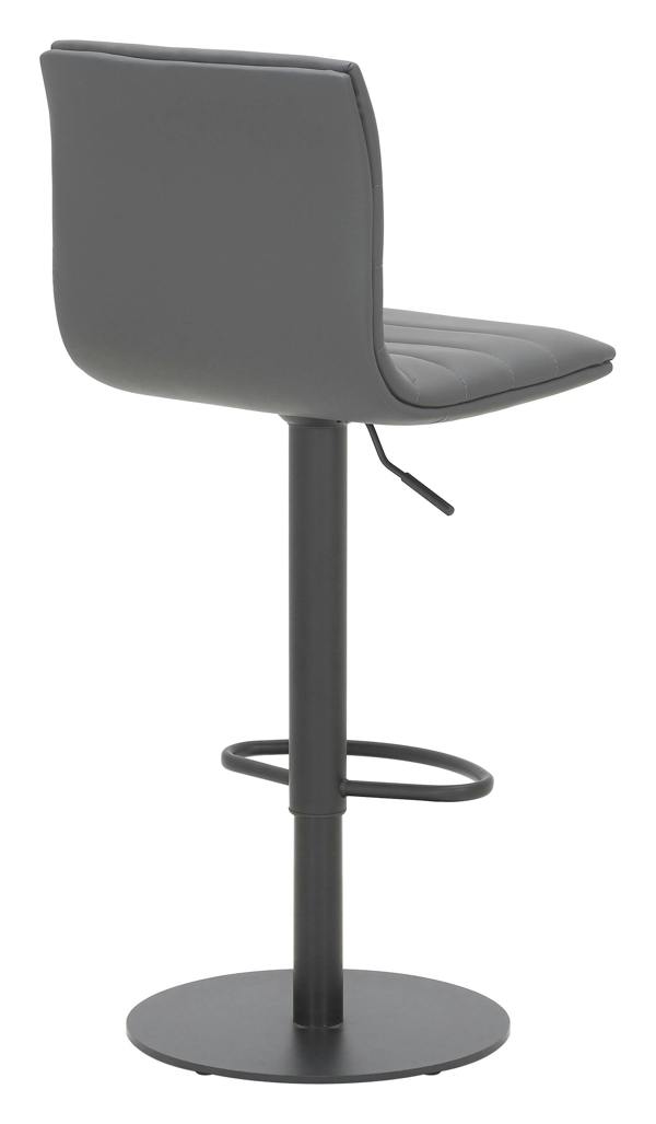 Lamboro Deluxe Aldo Bar Stool - Charcoal Grey, Matt Black Frame, Adjustable Height