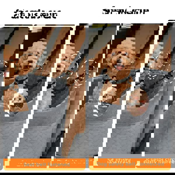 Skylos Dog Booster Car Seat Safe Puppy Travel Carrier Bed Bag Basket Pet Grey