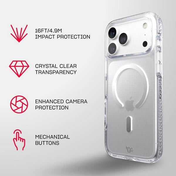 Tech21 Evo Crystal Case with MagSafe for iPhone 17/18 Pro Max 6.9" Clear Silver - T21-11701