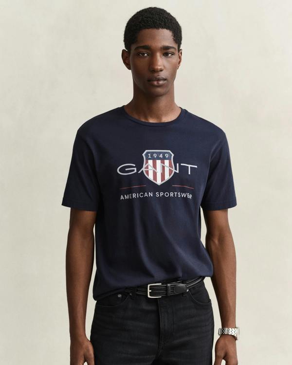 GANT Mens Archive Shield T - Shirt - 433 Evening Blue | CHO | Designer Mens Short Sleeve T - Shirts