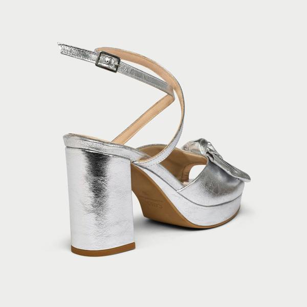 Calla Daisy - High-Shine Silver Metallic Block Heels