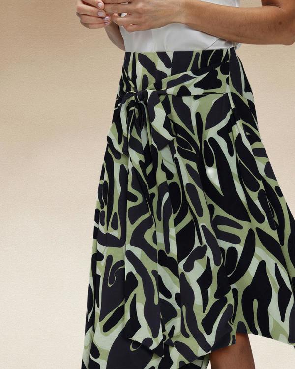 HotSquash Asymmetric Hem Skirt with Bow Ties