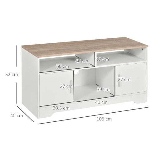 Wyld Haus Tadori 105cm Vile Wooden White Modern TV Console 2 Doors and Open Shelves