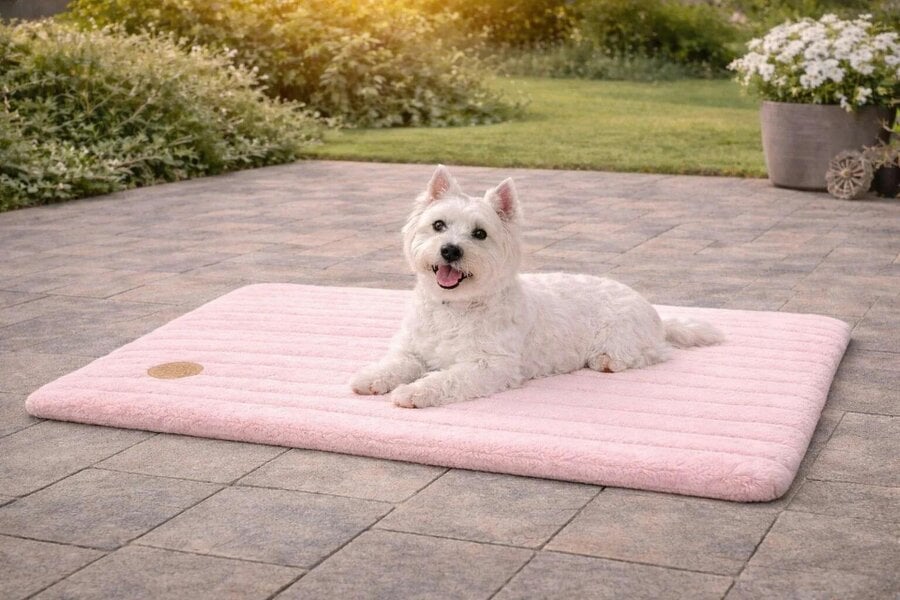 Snug and Cosy Pets Alaska Memory Foam Faux Fur Dog Pet Mat - Orthopaedic Support & British Design - 100x75cm - Pink
