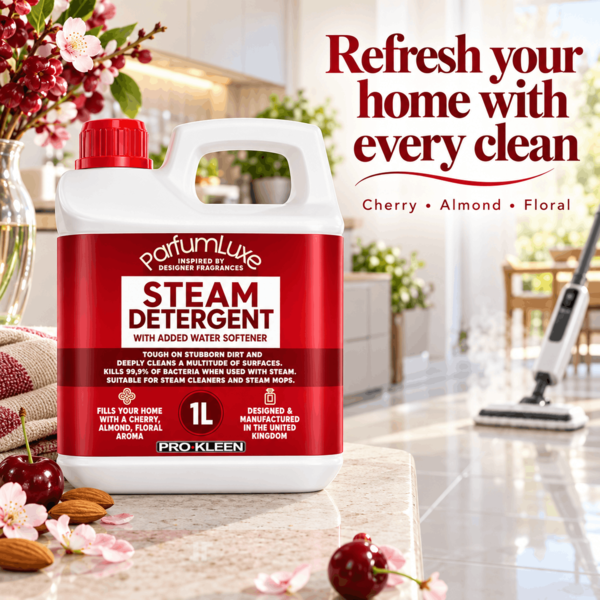 ProKleen Pro-Kleen Parfum Luxe Steam Mop Detergent Lost Cherry 1L x2 - Deeply Cleans, Removes Stains, Deodorises