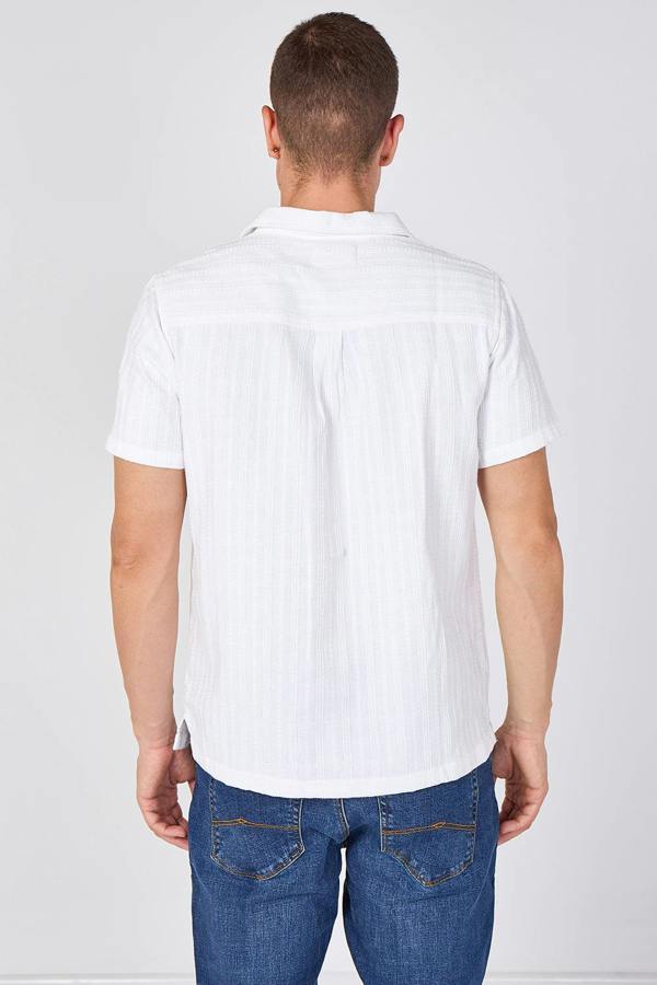 Textured Short Sleeve Resort Collar Shirt