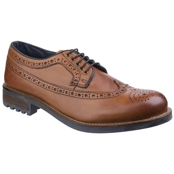 Cotswold Mens Poplar Brogue Leather Dress Shoes - Tan