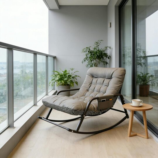 Havendro Modern Rocking Lounge Chair Two-Seater Nordic Reversible Cushion Soft Fabric