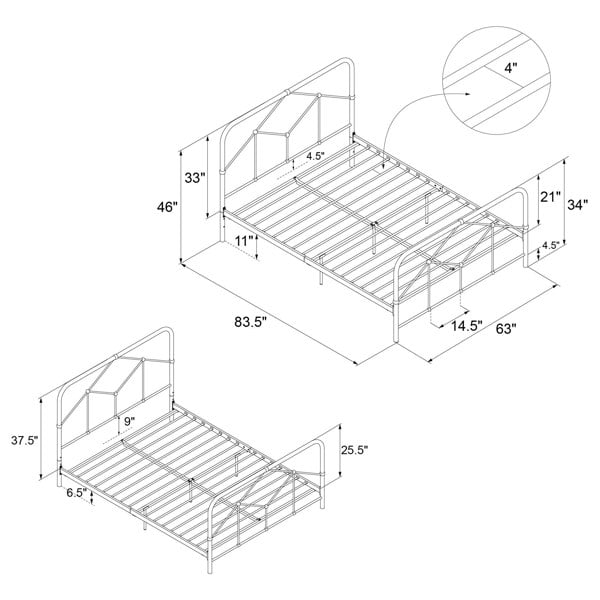 Dorel Home Francis Farmhouse Metal Bed Green - King