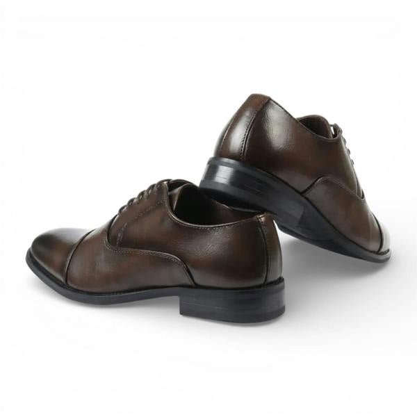 Dolcetto Men's Brown Classic Cap-Toe Oxford Formal Lace-Up Brogue Shoes