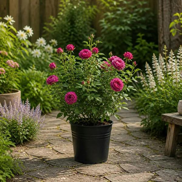 5L Rose Let's Celebrate Dark Pink Rose Bush- Beautiful Flowering Garden Plant