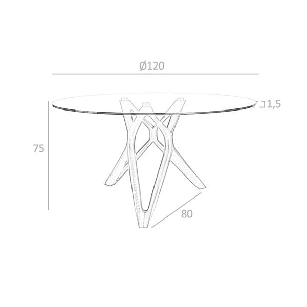 Angel Cerdá Round tempered glass and walnut dining table 1108