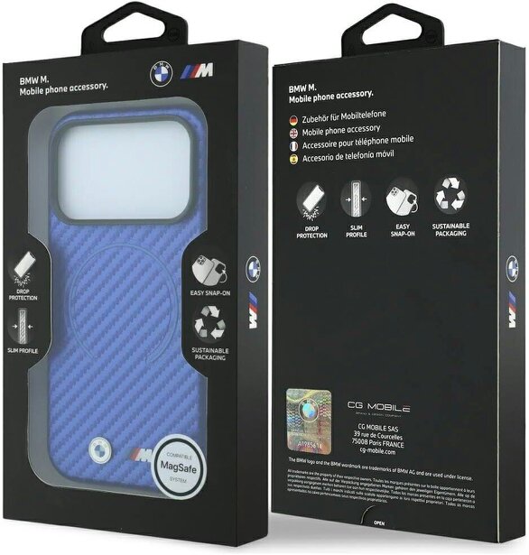 BMW M Carbon Printed Ring Case with MagSafe for iPhone 17/18 Pro Max 6.9" Blue - BMHMP18X26SWPCMBB