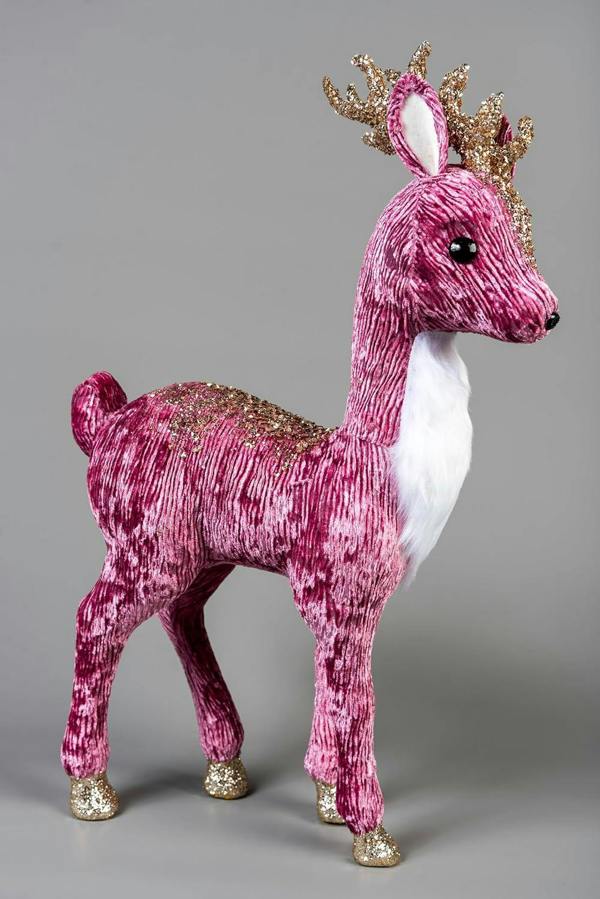 52cm Burgundy Reindeer Christmas Figurine with Polystyrene Finish, Gold Sequin Details and Glitter Accents for Seasonal Home Display image 3