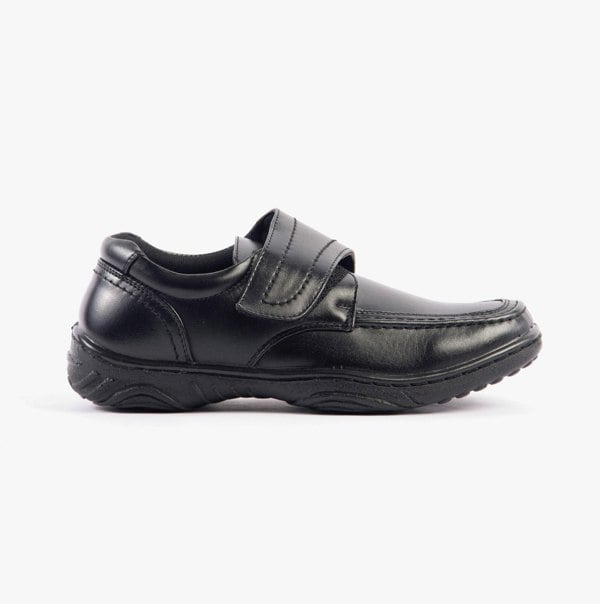 Scimitar KAIL Mens Faux Leather Velcro Bar Loafers Black