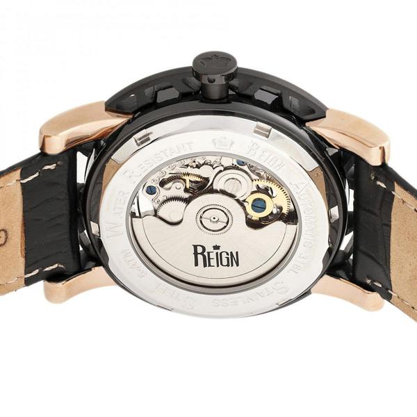 Reign Stavros Automatic Skeleton Leather-Band Watch - Rose Gold/Black - REIRN3706