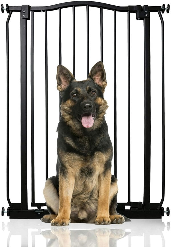 Bettacare Extra Tall Curved Top Dog Gate, 71cm - 80cm, Matt Black, Extra Tall 100cm in Height, Pressure Fit Pet Gate