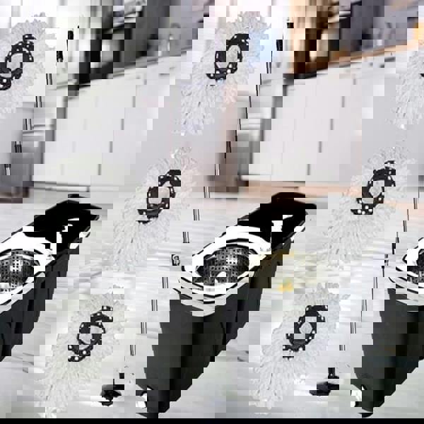 Gr8 Home Black Space Saving 360° Rotating Dual Spin Dry Mop & Bucket 3 Microfibre Heads