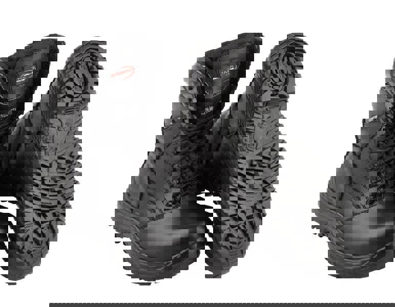 ARMA Scout Mens Metal-Free Composite Toe/Midsole S3 WP Safety Boots, black safety boots with sturdy design, non-metallic construction, and slip-resistant soles.