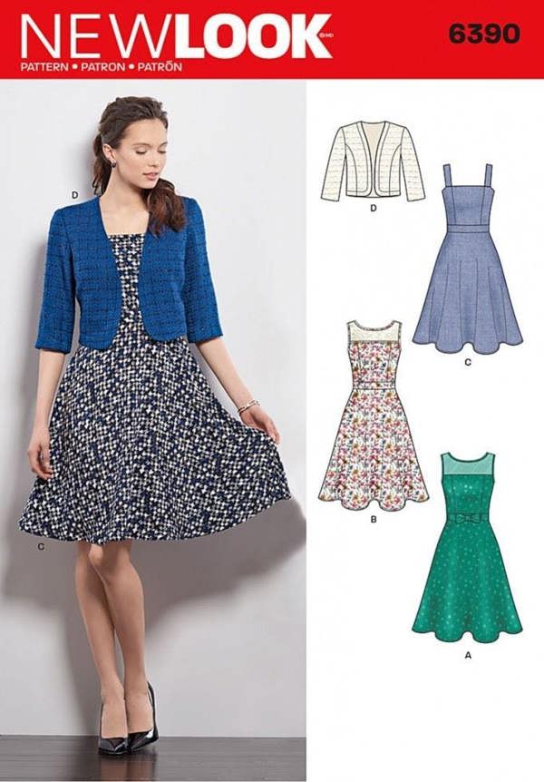 New Look Sewing Pattern 6390, Dresses, Jackets for Women, A (8-10-12-14-16-18) - Intermediate