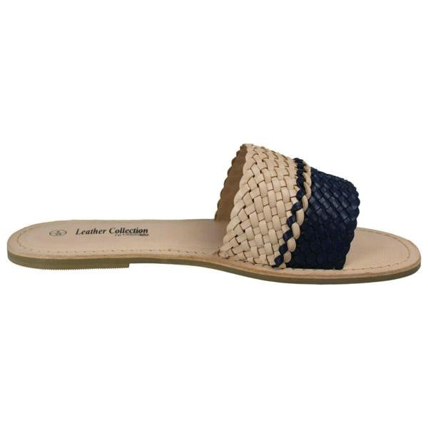 Leather Collection Ladies Leather Collection Casual Open Toe Summer Mule