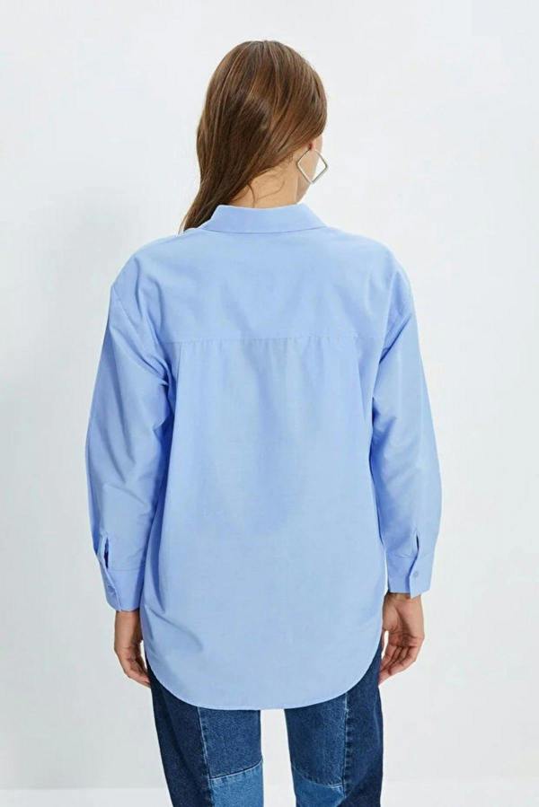WOVCOR Single Pocket Boyfriend Cotton Woven Shirt