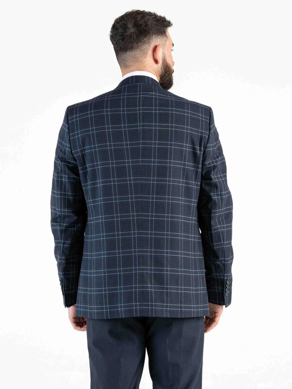 V2 Classic Angelo - Navy Checks Three Piece Suit