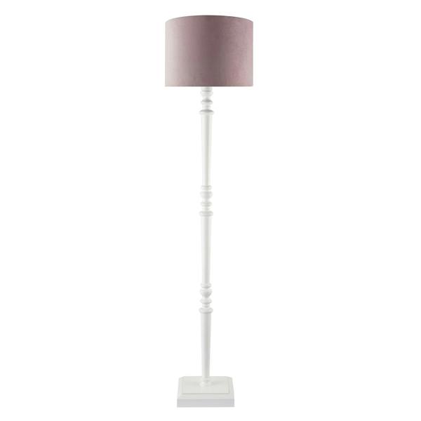 Chic White Wood Standing Floor Lamp with Square Base and Foot Switch Image 3