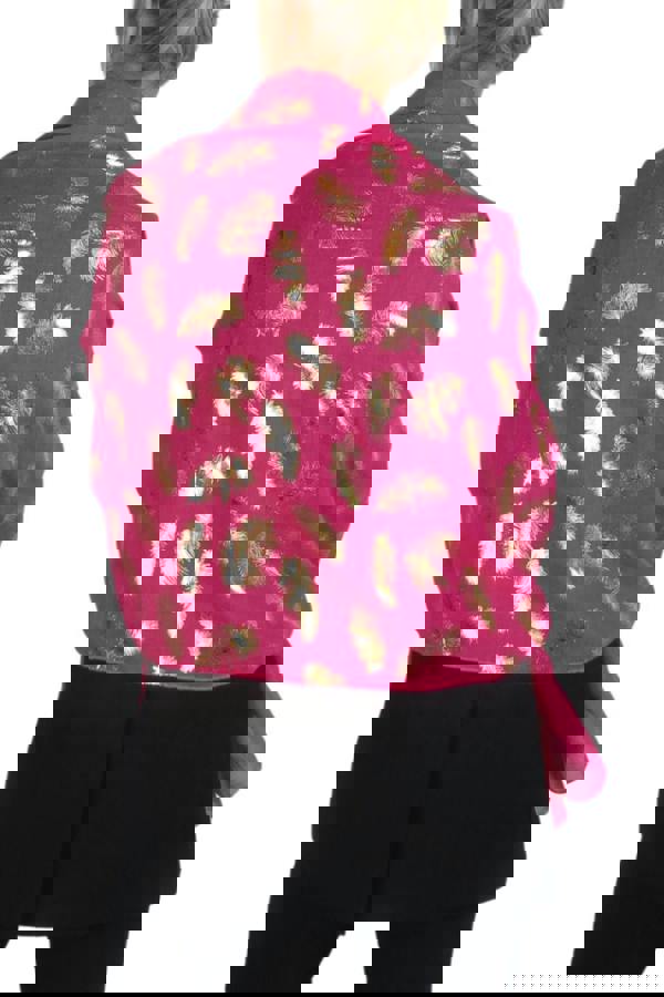 Paulo Due Gold Feather Print Soft Voile Lightweight Oversized Scarf